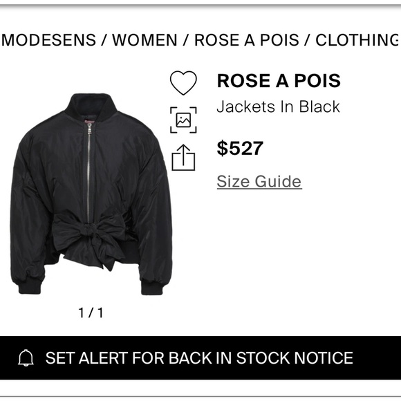 Rose A Pois Black Bomber tie waist jacket. Size 44 (10) New with tags - Picture 2 of 16